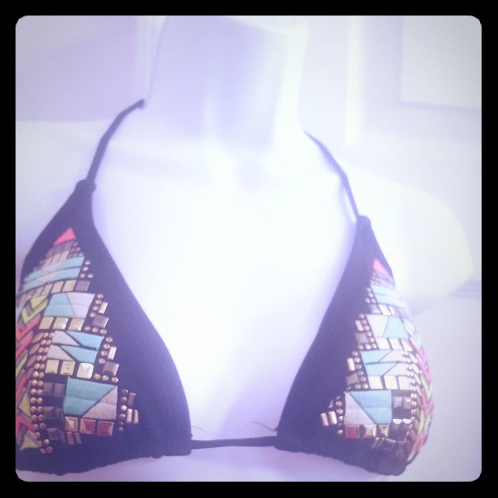 Xhilaration beaded sparkly bikini top ( multicolor